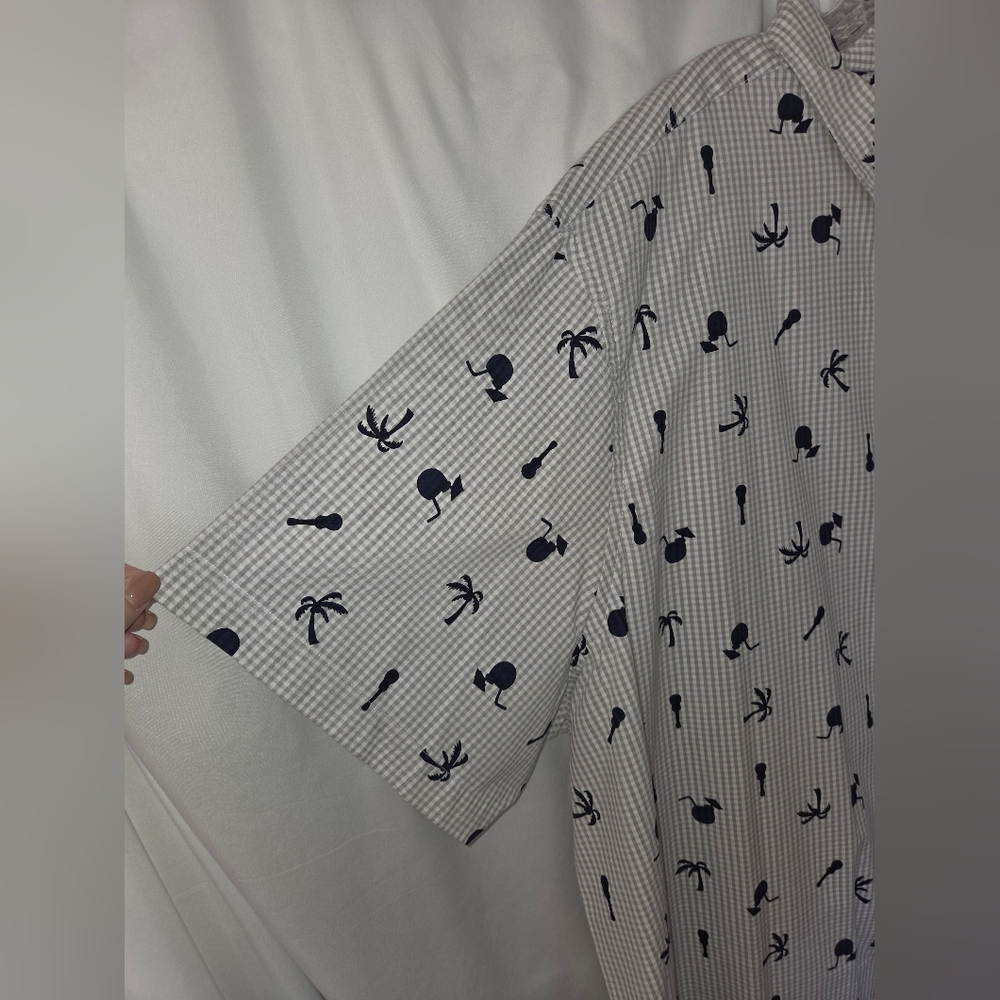 HB Casual Patterned Button Down Shirt Summer Shir… - image 4